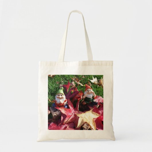 Garden-gnomen in de gaarne-Herfst rode bruine blad Tote Bag (Voorkant)