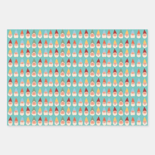 Garden Gnomes Blue Background Inpakpapier Vel (Voorkant)