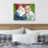 Garden Gnomes Couple Canvas Afdruk (Insitu (Slaapkamer))