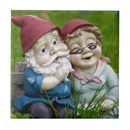 Garden Gnomes Couple Tegeltje (Voorkant)