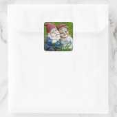 Garden Gnomes Couple Vierkante Sticker (Tas)
