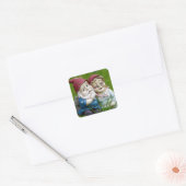 Garden Gnomes Couple Vierkante Sticker (Envelop)