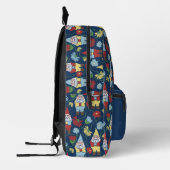 Garden Gnomes en Flowers Navy Blue Patterned Bedrukte Rugzak (Links)