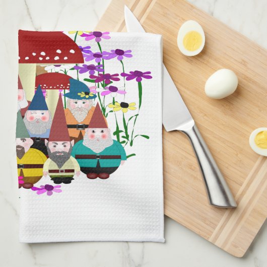 Garden Gnomes Kitchen Towel Theedoek (Quarter Fold)