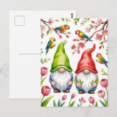Garden Gnomes with Tropical Parrots  Briefkaart (Voorkant / Achterkant)