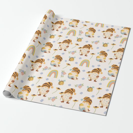 Garden Gnomes Wrapping Paper Cadeaupapier (Uitgerold)