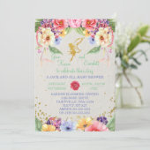 Garden Golden Fairy Baby shower Invitation Kaart (Staand voorkant)