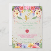 Garden Golden Fairy Baby shower Invitation Kaart (Achterkant)