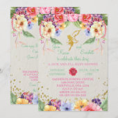 Garden Golden Fairy Baby shower Invitation Kaart (Voorkant / Achterkant)