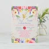 Garden Golden Fairy Baby shower Uitnodiging (Staand voorkant)