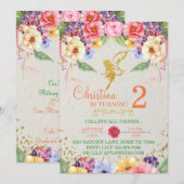 Garden Golden Fairy Birthday of Shower Invitation Kaart (Voorkant / Achterkant)