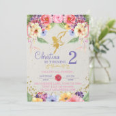 Garden Golden Fairy Birthday of Shower Invitation Kaart (Staand voorkant)