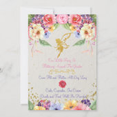 Garden Golden Fairy Birthday of Shower Invitation Kaart (Achterkant)