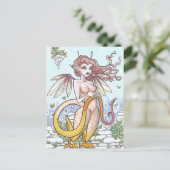 Garden Goyle Gargoyle Fairy Nymph Fantasy Art Briefkaart (Staand voorkant)