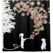 garden graffiti banksy stijl zwart douchegordijn (Voorkant)