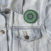 Garden Green Abstract Mandala Ronde Button 5,7 Cm (In situ)