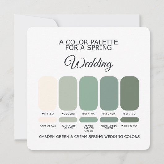 Garden Green & Cream Spring Wedding Palette Card Kaart (Voorkant)