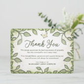 Garden Green laat sympathie overDank u Butterfly Bedankkaart (Staand voorkant)