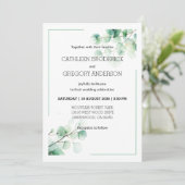 Garden Green Watercolor Eucalyptus Leaves Wedding Kaart (Staand voorkant)