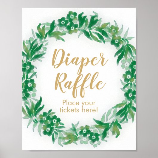 Garden Greenery Baby shower Diaper Raffle Sign Poster (Voorkant)