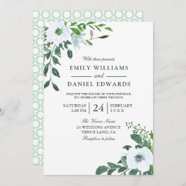 Garden Greenery Elegant Wedding Invitation Kaart