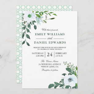 Garden Greenery Elegant Wedding Invitation Kaart