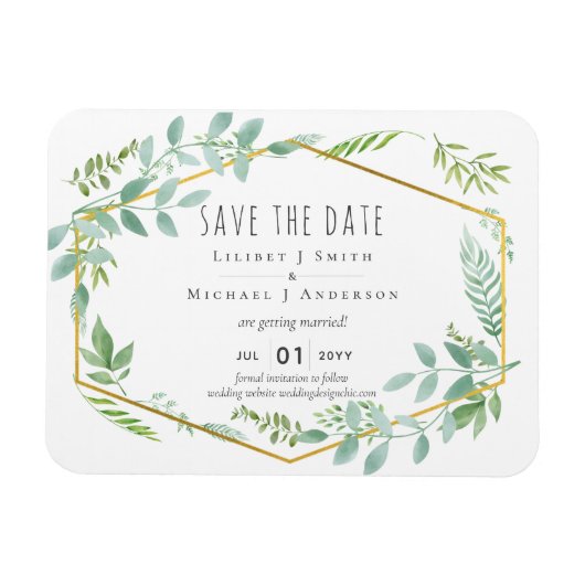 Garden Greenery Wedding Magneet (Horizontaal)