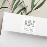 Garden Grown | Verplaatsende aankondigingen Vierkante Sticker<br><div class="desc">Deel uw nieuwe adres met deze bewegende aankondigingstickers,  met een plank van waterverf huisplanten en groen. Pas uw aangepaste aankondiging aan (weergegeven met "we hebben verplaatst"),  jouw naam(s) en adreswijzigingsgegevens.</div>