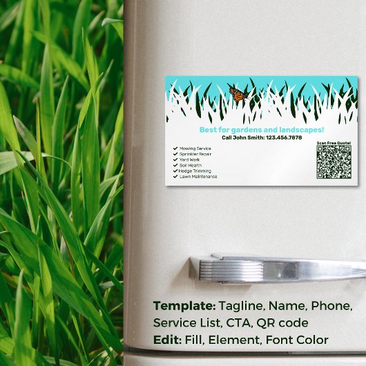 🌿🦋Garden Health: Professionele grasverzorging Magnetisch Visitekaartje