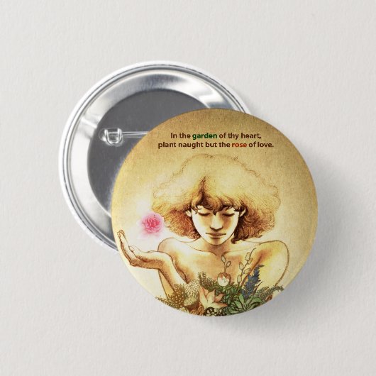 Garden Heart Ronde Button 5,7 Cm (Voorkant /achterkant)