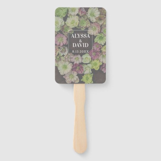 Garden Hellebore Wood en White Wedding Fan Handwaaier (Achterkant)