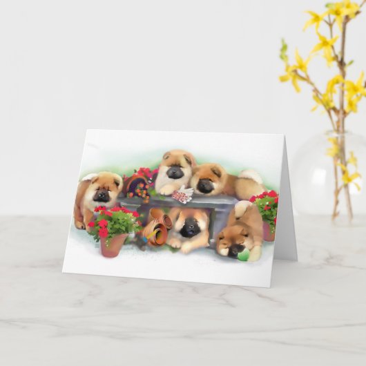 "GARDEN HELPERS"-chow art card Kaart (Gele Bloem)