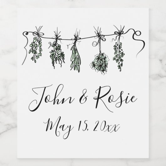 Garden Herbs | botanische tuin Wijn Etiket (Enkel label)