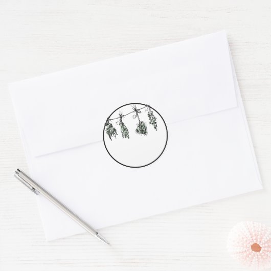 Garden Herbs Ronde Sticker (Envelop)