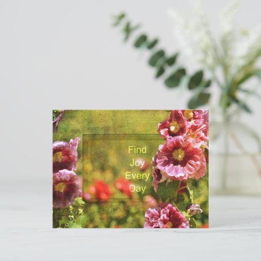 Garden Hollyhock Floral Joy Briefkaart (Staand voorkant)
