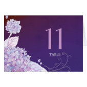 Garden Hydrangeas Plum Wedding Table Number Kaart (Voorkant Horizontaal)