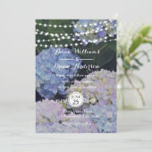 Garden Hydrangeas String of Lights Wedding Invite Kaart (Staand voorkant)