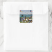 Garden in Sainte-Adresse - Claude Monet fine art Vierkante Sticker (Tas)