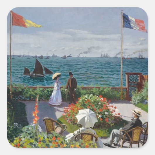 Garden in Sainte-Adresse - Claude Monet fine art Vierkante Sticker (Voorkant)