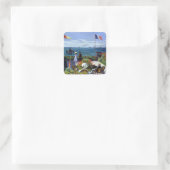 Garden in Sainte-Adresse door Claude Monet Vierkante Sticker (Tas)