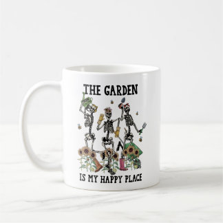 Garden is mijn gelukkige plek drie skeletten danse koffiemok