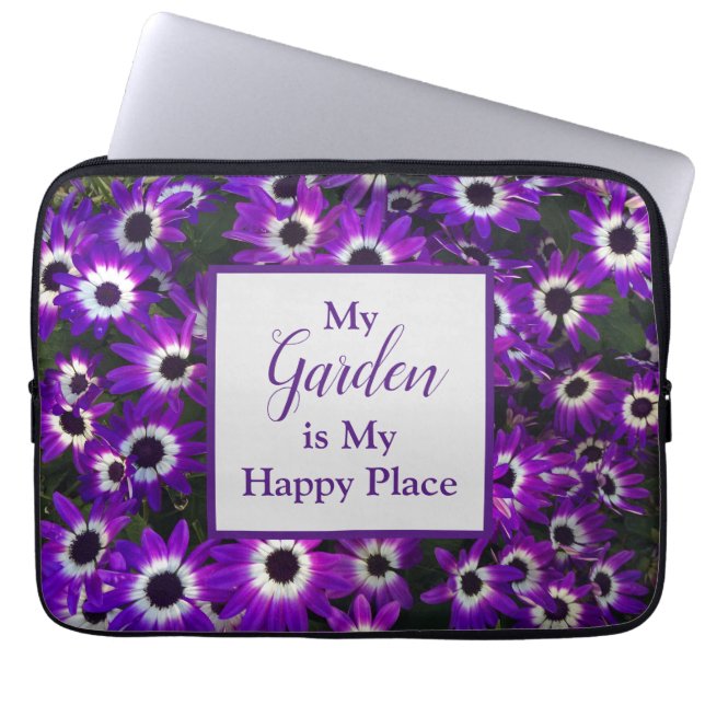 Garden is mijn Paarse bloem voor een gelukkige ple Laptop Sleeve (Voorkant)