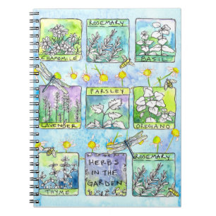 Garden Journal Basil Planten Dragonfly Bijen Kruid Notitieboek