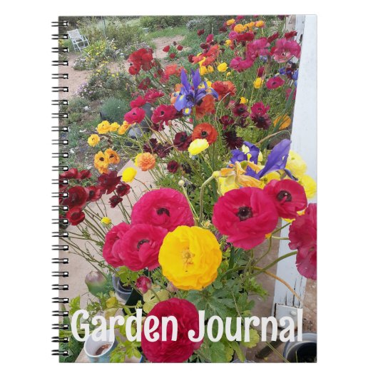 Garden Journal Rannunculus Red Spring Flowers Notitieboek (Voorkant)