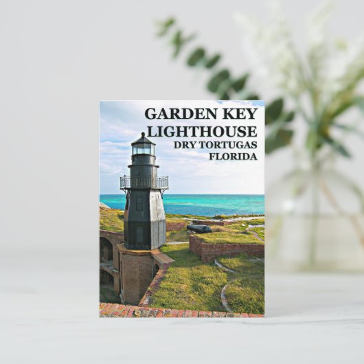 Garden Key Lighthouse, Dry Tortugas, FL-Briefkaart Briefkaart (Staand voorkant)