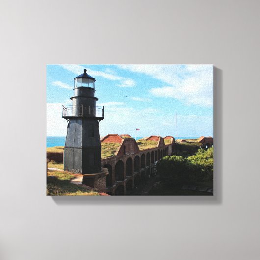 Garden Key Lighthouse, Dry Tortugas Florida Canvas Afdruk (Voorkant)