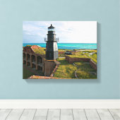 Garden Key Lighthouse, Dry Tortugas Florida Canvas Afdruk (Insitu (Houten vloer))
