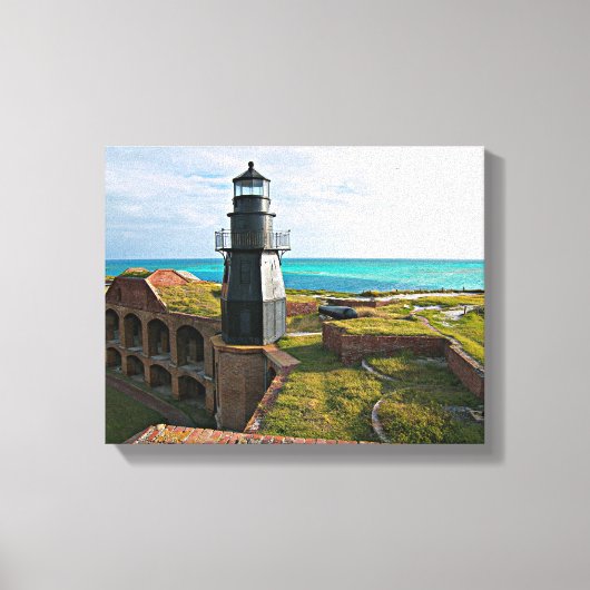 Garden Key Lighthouse, Dry Tortugas Florida Canvas Afdruk (Voorkant)