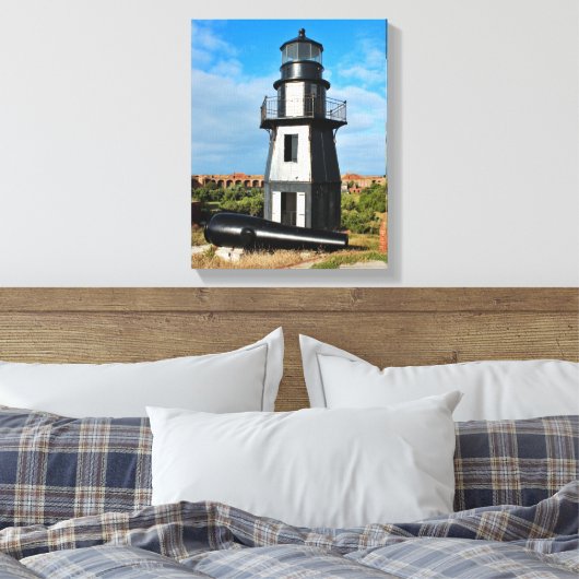 Garden Key Lighthouse, Dry Tortugas Florida Canvas Afdruk (Insitu (Slaapkamer))