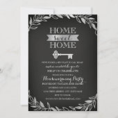 Garden Key Silver Chalkboard Housewarming Uitnodig Kaart (Voorkant)